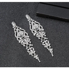 Trend Crystal Drop Earrings – Elegant Long Dangle For Bridal | Femstylo