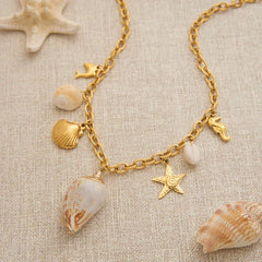 Zora Conch Charm Necklace | Bohemian Beach Jewelry -femstylo