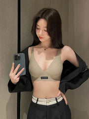 MOYISU Lingerie Women's Summer Traceless Small Bra Pull Together No Underwire Jelly Bar Soft Support Tuck Back Bra Cover