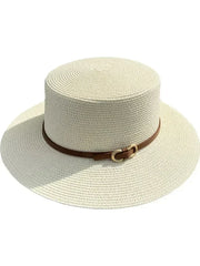 Simple Straw Summer Women Beach Hat Female Casual Panama Hat Women Flat Brim Bowknot Straw Cap Girls Sun Hat