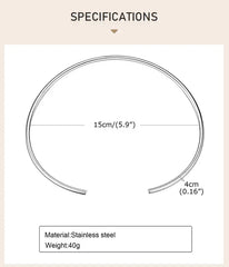 Choker Neck Cuff for Women, Open Collar Choker Torques Necklace Adjustable ,Simple Stainless Steel Jewelry