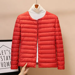 Lightweight Down Jacket Women's Autumn and Winter 2025 New Short Slim-fit V-neck Round Neck Mother's Wear All-match Warm Jacket