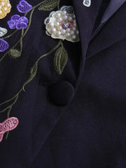 TWOTWINSTYLE Hit Color Spliced Appliques Fashion Blazers for Women Lapel Long Sleeves Patchwork Bead Temperament Blazer Female