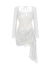 TARUXY Sexy Lace See-through Patchwork Corset Dress Female Bodycon Elegant Party MIrrgualr Mini Dress Women Tube Top Dress New