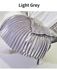 Classic Golden Velvet Pleated Skirt High Waist Retro Style Fashion Office Lady Pleated Long Skirt Winter Velvet Skirt 90cm Long