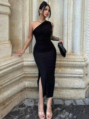 Black Backless Maxi Dress | Sexy Split Sleeveless Party Gown -femstylo