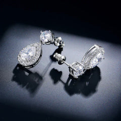 ZAKOL Classic Water Drop Cubic Zircon Bridal Dangle Earrings for Women Girl Trendy CZ Crystal Wedding Engagement Jewelry