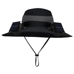 Outdoor Camping Fishing Hiking Sunscreen Fisherman Hat Solar Fan Cap Portable Solar Charging Cap With Fan For Unisex