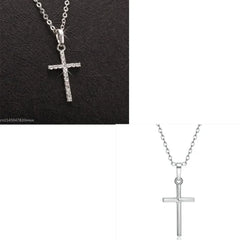 Luxury Zircon Cross Pendants Necklace Fashion Light Golden Silver Color for Men Women Jewelry Chain Accessory