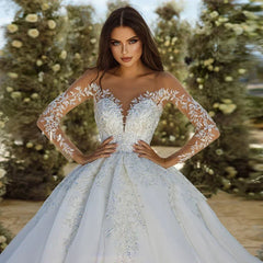 Exquisite Wedding Dresses A-Line Tulle Tiered Bridal Gowns Lace Appliques Gorgeous Princess Robes Vestidos De Novia Customized