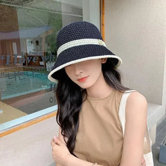 Outdoor Sunshade Hats Summer Breathable Hollow Knitted Korean Fashion Women Fisherman Hat Permeability Crochet Retro Bucket Hat