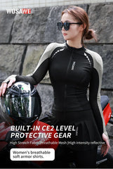 WOSAWE Women Motorcycle Jacket Body Armor CE Certified Summer Downhill Motocross Riding Clothing Protection Racing Reflective