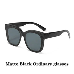 Fashion Square Polarized Sunglasses Cover Over Myopia Prescription Glasses Portable Men Women Vintage Fishing Driving Eyewear 