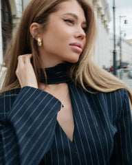 Tuularose Stripe Tailored Coat For Women Lace Up V Neck Long Sleeves Coat Female Fashion Elegant High-End Formal Tailored Coat