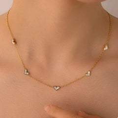 ANENJERY 316L Stainless Steel Heart Shell Necklace Bracelet Earrings For Women Girls Simple Fashion Jewelry Set Gifts Wholesale