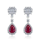 Huitan Brilliant Red CZ Drop Earrings for Women Gorgeous Attractive Creative Accessories for Engagement Charming Wedding Jewelry