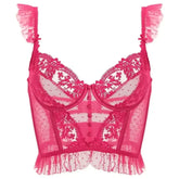 Fashion Comfortable Lace Lingerie with Steel Ring Wrapped Chest Top Bra and Panty Set Sexy Intimates Supply Underwire Female