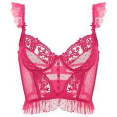 Fashion Comfortable Lace Lingerie with Steel Ring Wrapped Chest Top Bra and Panty Set Sexy Intimates Supply Underwire Female