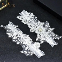 K03 2 PCS Sexy Lace Flower Crystal Pearls Wedding Garter Belt Thigh Ring Bridal Leg Garter Stocking Garter Belt Girl Women