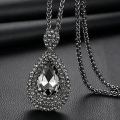 New Arrival Long Necklaces for Women 2024 Fashion Gray Crystal Choker Collier Femme Statement Necklaces & Pendants Accessories