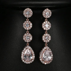 Minimalism Teardrop Round Zircon Long Dangle Earrings for Women 2021 Wedding Engagement Jewelry Bridal Drop Earrings Statement