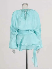 Women's A-Line Mini Dress with Long Sleeves & Empire Waist