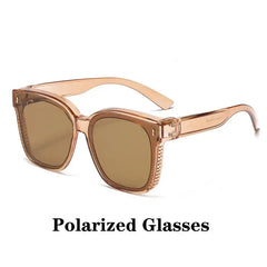 Fashion Square Polarized Sunglasses Cover Over Myopia Prescription Glasses Portable Men Women Vintage Fishing Driving Eyewear 
