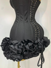 Women Evening Bandage Dress Strapless Bodycon Flowers Mini Celebrity Sexy Birthday Party Dresses Photo Shoot Nightclub Outfit