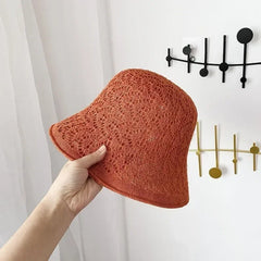 Outdoor Sunshade Hats Summer Breathable Hollow Knitted Korean Fashion Women Fisherman Hat Permeability Crochet Retro Bucket Hat