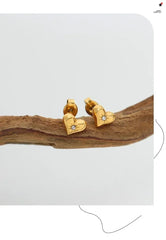 Cute Heart Necklace Earrings Bracelet Jewelry Set Stainless Steel For Women Fashion Shiny Zircon Bridal Accessories Wedding Gift