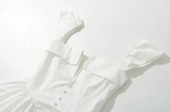 YENKYE Summer Women Sexy Fit And Flare White Mini Dresses Short Sleeve Low Waist Elegant Party Dress Ladies Bridesmaids Robe