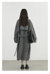 CHIC VEN Women Woolen Coats Loose Stand Collar Double-sided Overcoat Female Outerwear Office Ladies Clothing Autumn Winter 2024