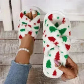 Christmas Tree Pattern Furry Bedroom Slippers - Femstylo