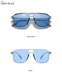 SO&EI Fashion Double Bridges Square Rivets Women Sunglasses Retro Men Gradient Shades UV400 Sun Glasses