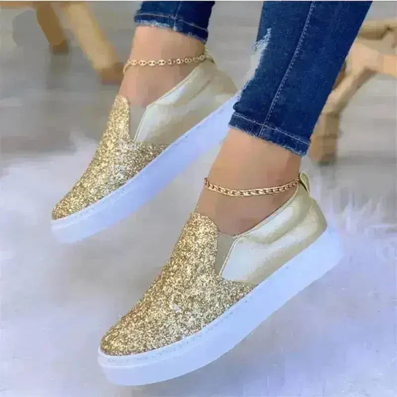 Glitter Moccasin Loafers for Women – Rose Gold, Black & Gold Styles - Femstylo