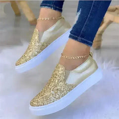 Moccasins Crystal Flat Female Loafers Shoes Gold/Black/Rose Gold - Femstylo