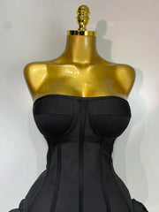 Women Evening Bandage Dress Strapless Bodycon Flowers Mini Celebrity Sexy Birthday Party Dresses Photo Shoot Nightclub Outfit