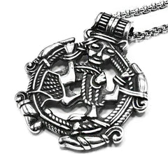 Vintage Vikings Loki Hollow Necklaces Men Stainless Steel Norse Mythology Trinity Pendant Amulet Scandinavian Jewelry Male Gifts