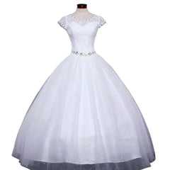 Plus size Vestidos De Novia Real Photo Red pure White Lace O-neck Sequins Wedding Dresses Cheap Princess Bride Gowns Frock HS587