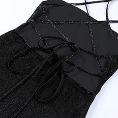 Sexy 90s Cowl-Neck Rave Dress - Glitter Y2K Clubwear | Femstylo