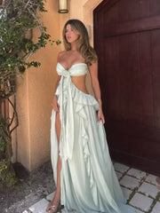 Chic Women Spring Hollow Out 3d Flower Ruffled Hem Long Dress Elegant Off Shoulder Backless Robe 2025 New Lady Street Party Gown