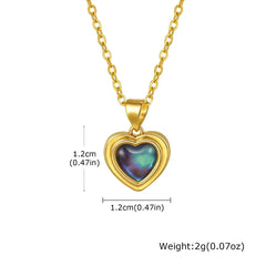Summer Waterproof Necklace for Women, Nature Abalone Shell Heart Square Round Shape Pendant Statement Jewelry