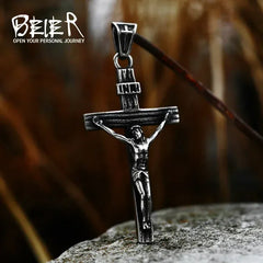 Beier 2022 New Creative Design Jesus Cross Pendant For Men Punk Hip Hop Skull Christian Jewelry Wholesale