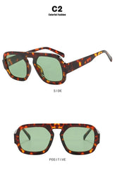 DOHOHDO 2025 Fashion Square Sunglasses Women New Retro Black Brown Thick Frame Pilot Sun Glasses Woman Chic Polygon Shades UV400