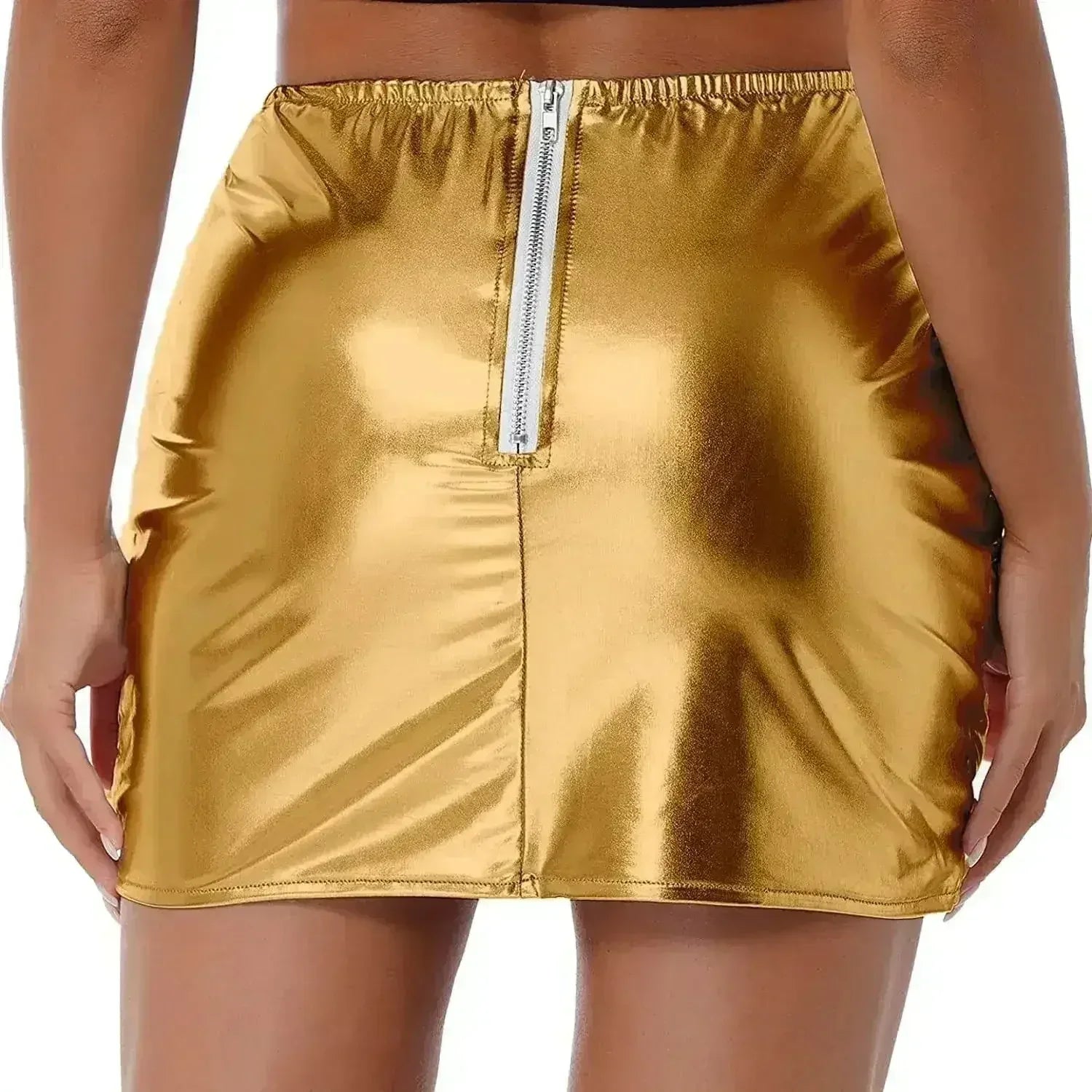 Womens Metallic Shiny Skirts Winter Warm A-Line Mini Skirt - Femstylo