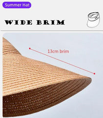 Spring and Summer Women's Outdoor Sunshade Straw Hat Fashion Empty Top Duck Tongue Hat Big Brim Cap G37