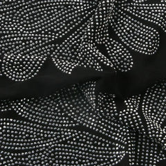 Women Sexy Solid Color Sheer Mesh Rhinestone Design Bodycon Nightclub Party Dress