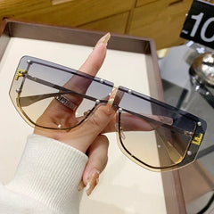 Sunglasses Integrated Frame High-end Frameless New Sunglasses Metal Polygonal Fashion Glasses 90288