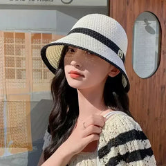 Outdoor Sunshade Hats Summer Breathable Hollow Knitted Korean Fashion Women Fisherman Hat Permeability Crochet Retro Bucket Hat