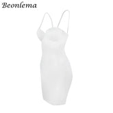 Short Bodycon Dress Backless Skinny Straps Solid Casual Sexy Sleeveless Summer High Waist Club Slim Mini Dresses Ladies Basic